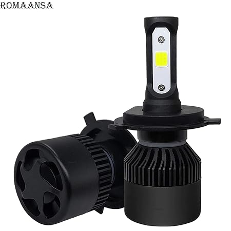 Romaansa R3C4HSD 3 Side Bridgelux COB H4 LED Headlight Bulb with Cooling Fan Head lamp Conversion Kit 45W 4500LM 6500K for all types of Cars and Motorbikes -1 Pc