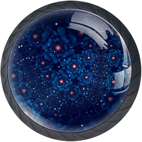 Blumen-Fraktal Kristallglas Möbelgriff mit Edelstahlschrauben 4 STÜCKE