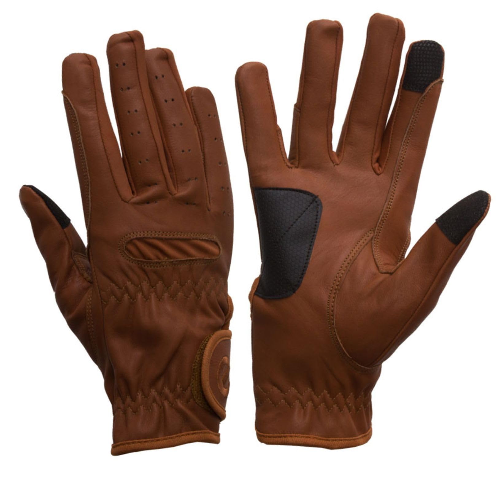 eGlove EQUEST GRIP PRO Leather Touchscreen Horse Riding Gloves (Tan, X-Small) — image 1