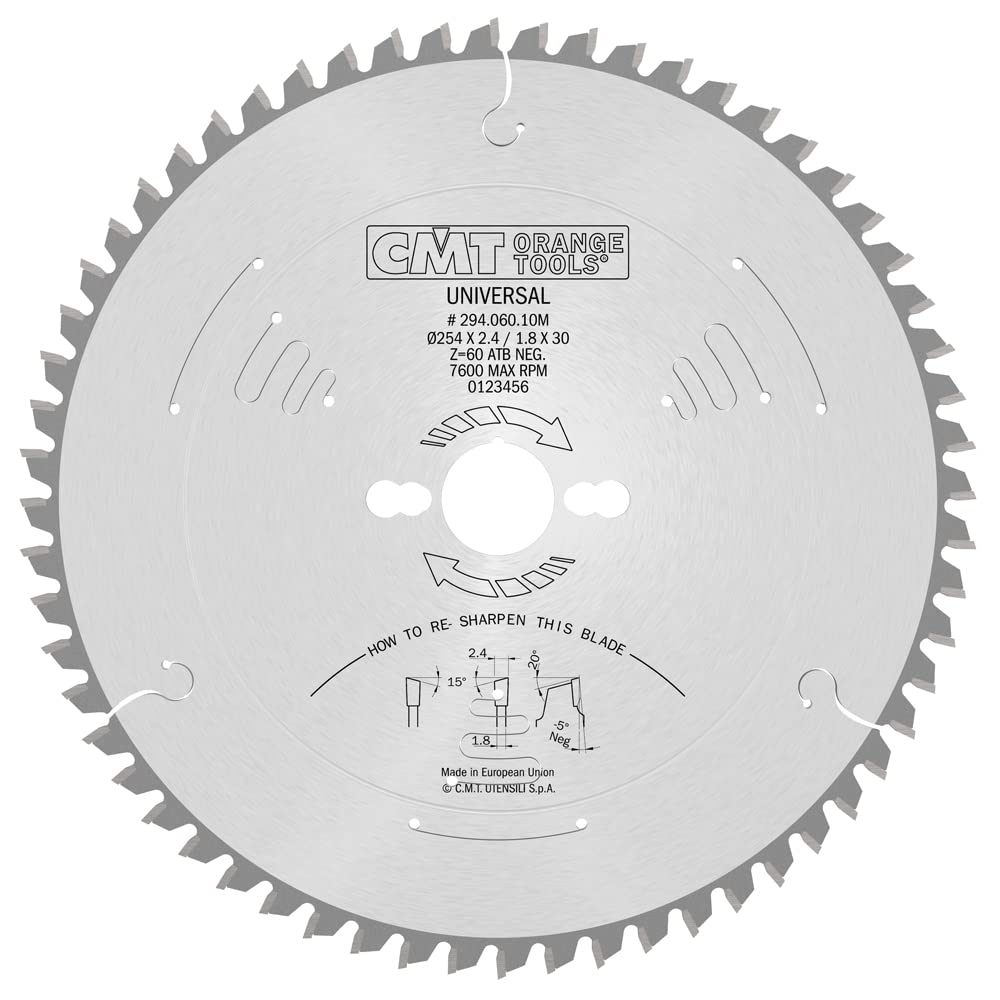CMT 294.060.10M - Ripping-Crosscut Saw Blade 254X2.4X30 Z=60-5°ATB