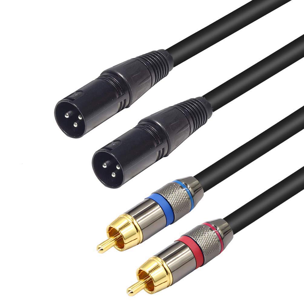 LoongGate Dual XLR to RCA Cable, Heavy Duty 2-XLR to 2-RCA Audio Cord Stereo Connection Microphone Patch Cable (XLRM 1.5m)