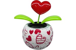 ROSOJODG Red Solar Powered Dancing Figurines Toy - Solar Dance Flower, Heart Swing Dancing Flower in Pots, Shaking Head Ornament Car Dashboard Decoration Gift for Fun and Relaxation, Learning and Education
