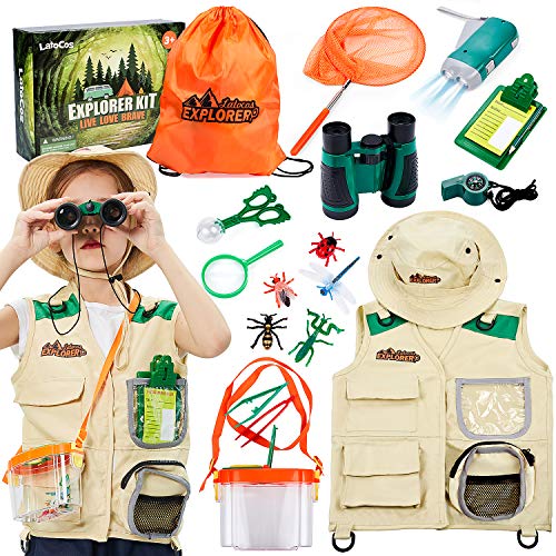 Forscherset Entdecker für Kinder Entdeckerspielzeug Outdoor Adventurer Explorer Set mit Lupe Fernglas Schmetterlingsnetz…