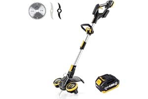 J.KDFVZT Cordless Weed Wacker with Brushless Motor, 10 Inch 3-in-1 Grass Trimmer& Edger & Lawn Mower with 4.0Ah Battery and Charger (One 4.0AH battry)