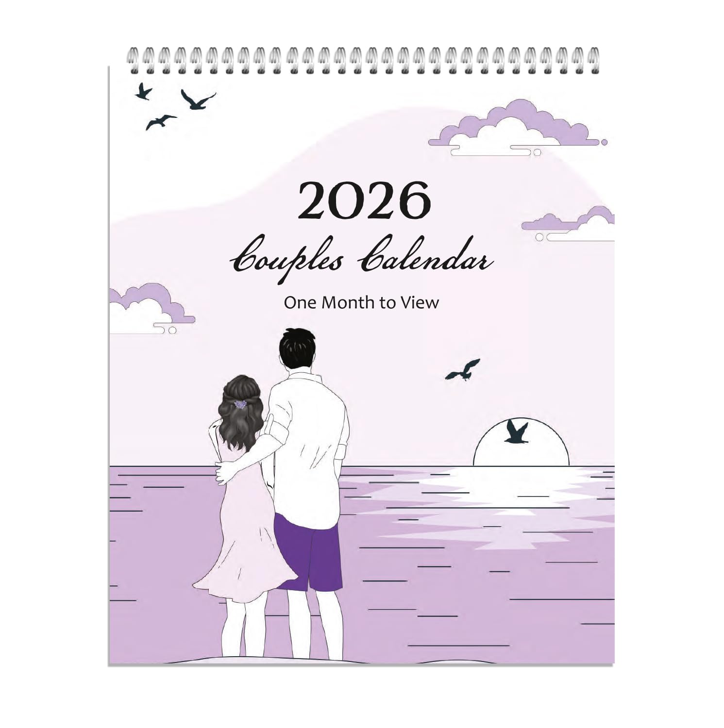 2026 Couples Calendar for 2 People - One Month to View Vintage Art by Arpan