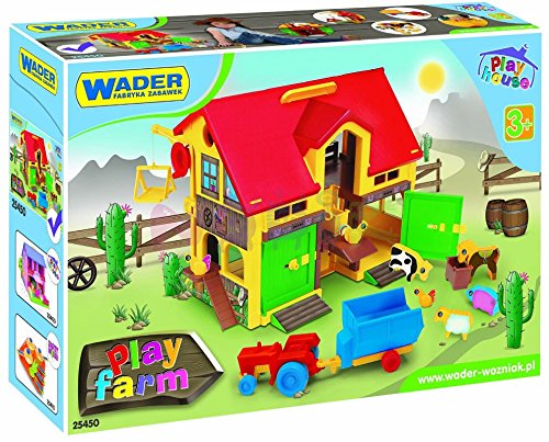 Wader 25450 Bauernhof Spielset Play House, Scheune mit Zubehör und Funktionen, Tragegriff, Breite 37cm, Hohe 30cm, Ab 3… – Bild 4