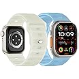 Sport Bands Compatible with Apple Watch Ultra 2 Band/Apple Watch Ultra Band 49mm 45mm 44mm 42mm for Men, Soft Silicone Wristbands Waterproof Replacement Strap for iWatch Series 9 8 7 6 5 4 SE, 2 Pack