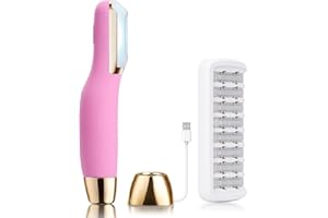 CEVEK Sonic Dermaplane Razor for Women Face, Dermaplaning Tool for Face, Sonic Edge Technology, Facial Hair Removal for Women, Peach Fuzz with 8 Replaceable Blades(Pink)