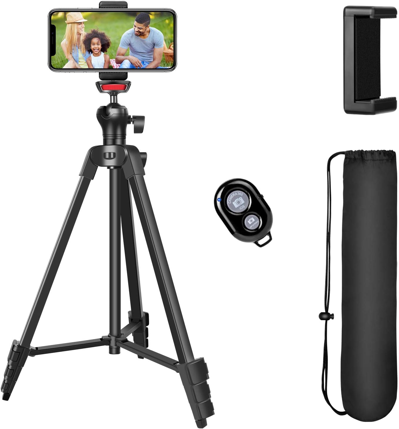 57”Tripod, Portable Lightweigh Travel Phone Tripod for Live Streaming Vlog Video, with Phone Clip, Remote Shutter, Backpack, Maximum Load 3KG, 1/4" Mounting Screw, TAIROAD T50 : Camera & Photo