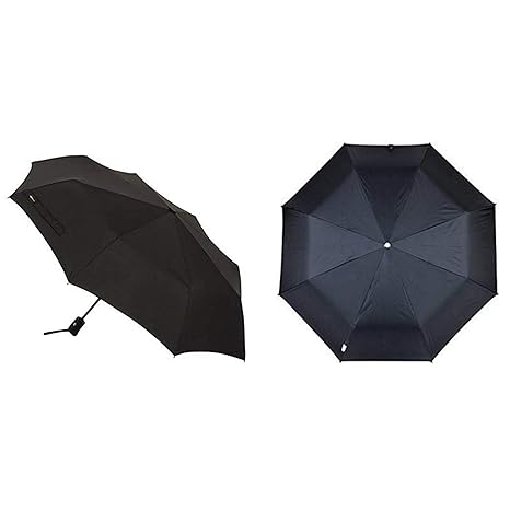 Nylon and Fabric Umbrella for Men and Women (Black) - Combo Set of 2