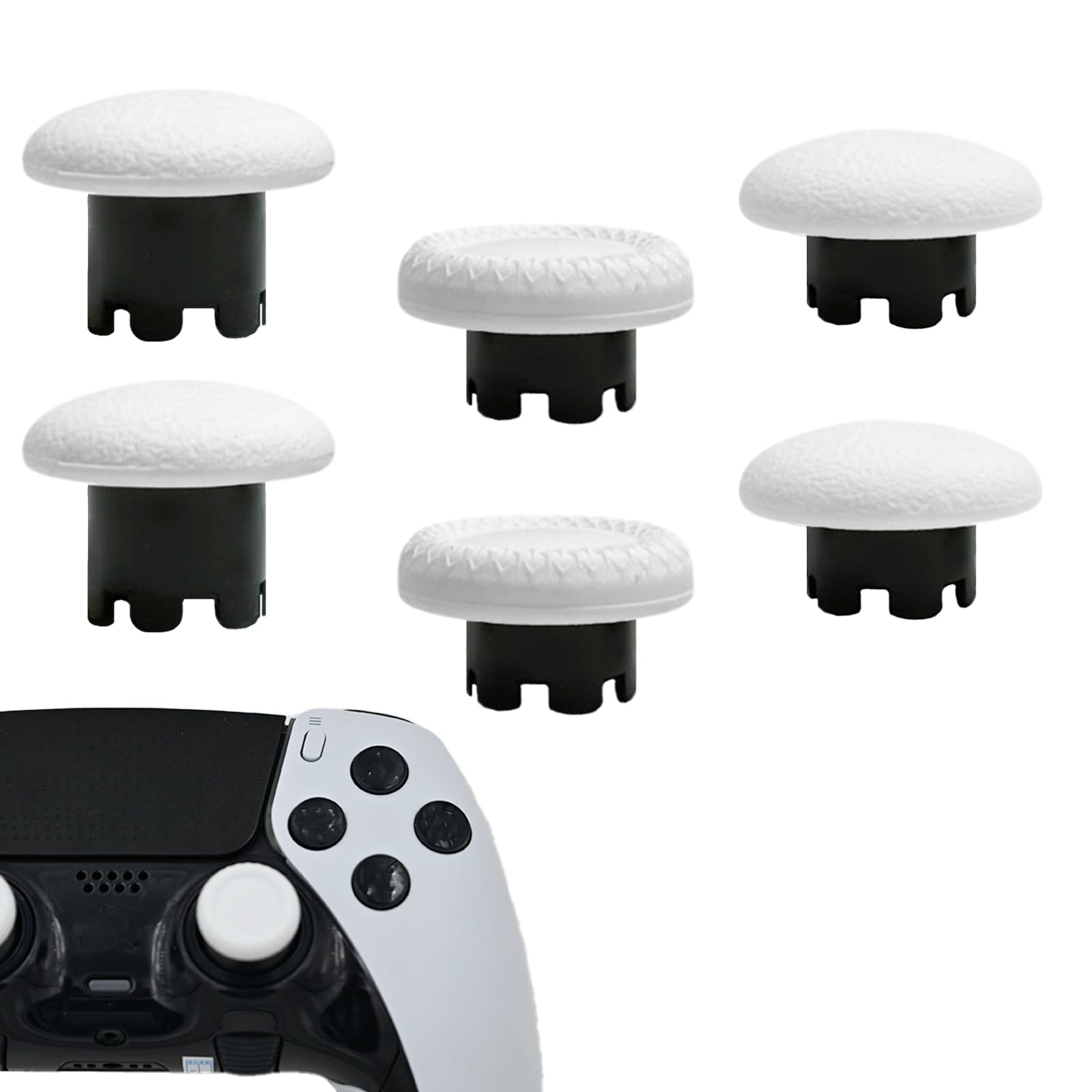 6 in 1 Interchangeable Thumbsticks for PS5 Dualsense Edge Controller,Thumbsticks Analog Joysticks Kits,Replacement Joysticks Parts for PS5 Dualsense Edge Controller(White)
