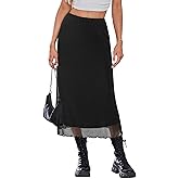 SOFIA'S CHOICE Midi Skirts for Women Elastic High Waisted A Line Flowy Floral Skirt