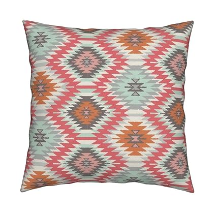 Amazon Com Coral And Mint Tribal Organic Sateen Throw Pillow