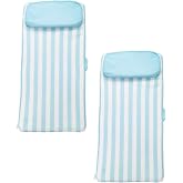 Magic Time International No Inflate Sun Bed Single Person Water Lounger Pool and Lake Float with Pillow Headrest &amp; Removable Soft Mesh Cover (2 Pack)
