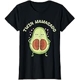 Twin Mamacado Cute Avocado Mama Fruit Pregnancy Pregnant Mom T-Shirt