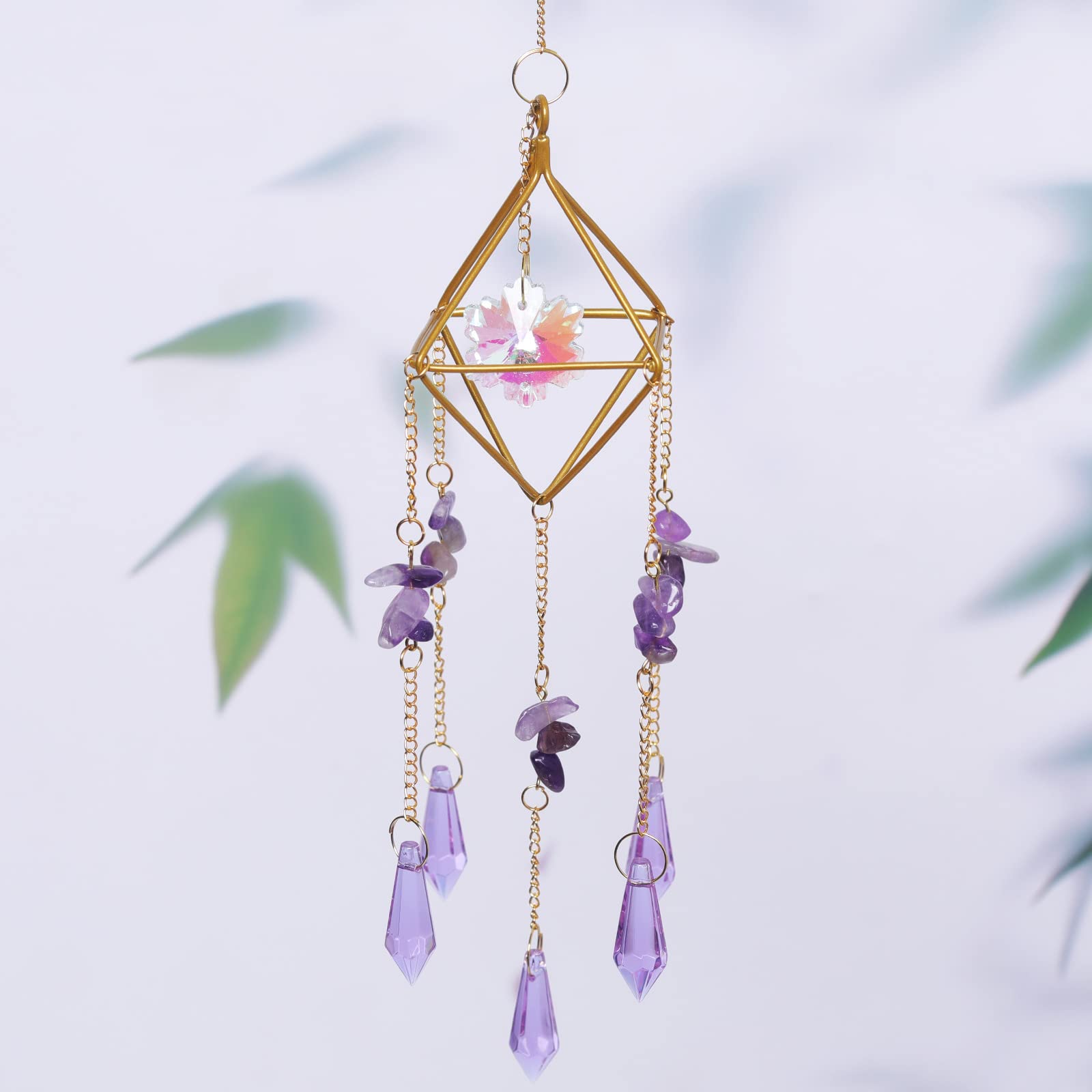 Rolin Roly Crystal Suncatcher Small Hanging Sun Catchers Crystals Pendant Prism Catcher Colorful Rainbow Maker for Wedding Home Garden Chakra Car Decoration