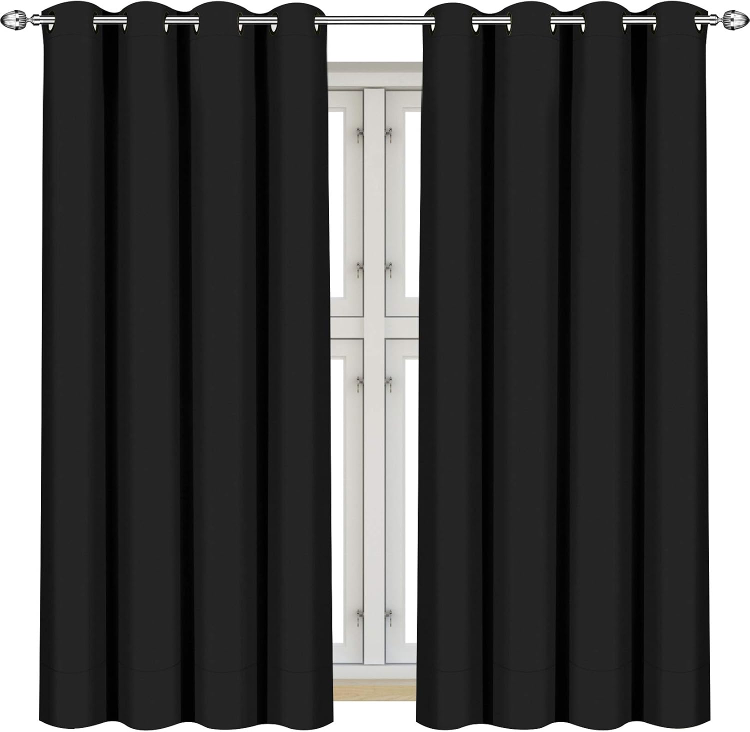 Utopia Bedding Blackout Curtains Grommet Thermal 2 Panels Drapes [Black