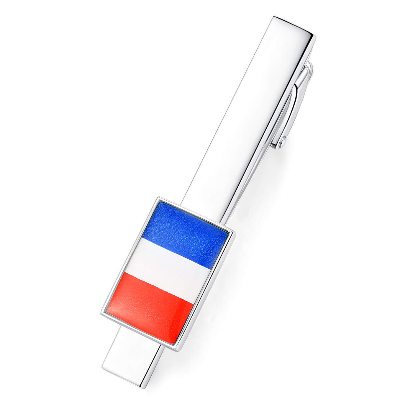 HONEY BEAR Mens Tie Clip Bar National Flag - Normal Size for Business Wedding Gift,5.4cm (French France Flag)