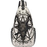 bassyil Goat Skull Sling Bag Crossbody Travel Hiking Chest Backpack Shoulder Daypack for Women Men One Size
