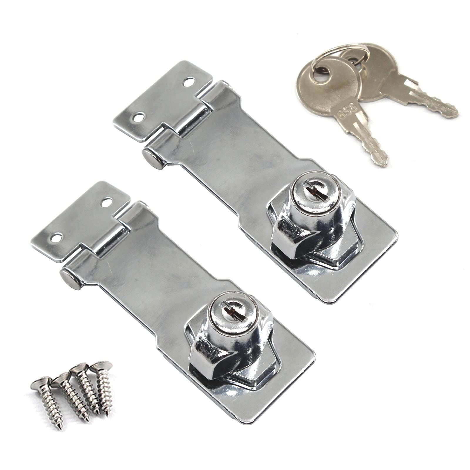Zinc Alloy Lock Hasp with Key 3 Inch Padlock Hasp Gate Lock (Pack of 2)