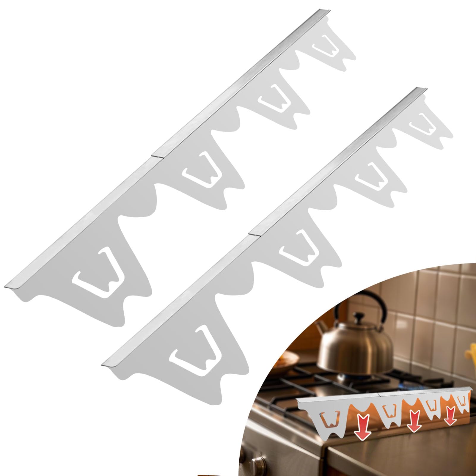 Photo 1 of ?2PCS Stove Gap Covers Stainless Steel,Stove Gap Filler Retractable Length 13.8" to 27.9", Width 0.79" Suitable for Kitchen Stoves, Ovens and Tabletops