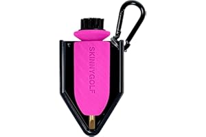 Skinny Golf Magnetic Scrub Brush | The Ultimate Bag Accessory | Scrub Brush & Brass Tip Groove Cleaner | Clip to Belt