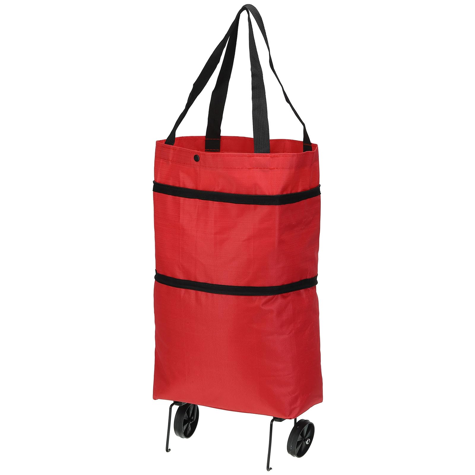 Photo 1 of PATIKIL 13-18 Inch Foldable Shopping Bag with Wheels, Collapsible Trolley Bags Portable Grocery Bags Travel Bags for Vegetable Fruit Clothing Storage, Red