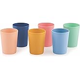 MASTERCOOK 6 Pcs. Small Reusable Cups –8 oz Unbreakable Drinking Glasses -Toddler Cups for Water, Juice, Milk–BPA Free Stackable Tumblers Plastic Cup set for Kitchen, Picnics, Parties- Kid-Friendly