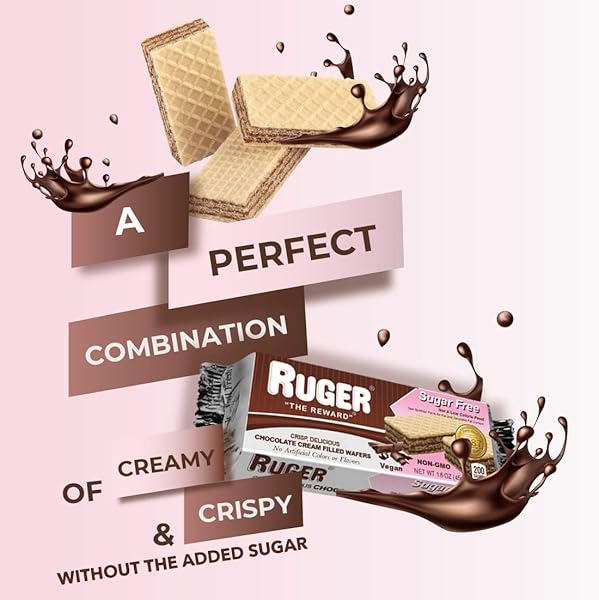 RUGER SUGAR-FREE CHOCOLATE WAFERS 1.6 OUNCE (PACK OF 12) – DELICIOUSLY CRISP AND GUILT-FREE CHOCOLATE TREATS WITH NATURAL INGREDIENTS, NON-GMO, VEGAN, NO ARTIFICIAL COLORS OR FLAVORS – PERFECT FOR WEDDINGS, ANNIVERSARIES, BIRTHDAYS, AND EVERYDAY SNACKING