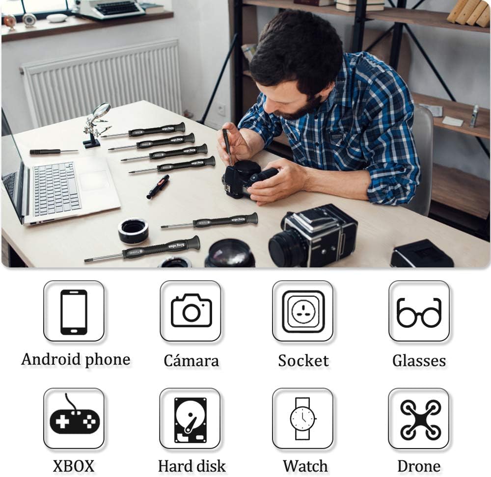 Kingsdun 12 in 1 Torx Screwdriver Sets with T3 T4 T5 T6 T7 T8 T10 Magnetic Screwdrivers Precision Torx Repair Kit, ESD Tweezers & Philip Slotted Magnetic Screwdrivers for Phone/Mac/Computer/Xbox/PS4: Industrial & Scientific