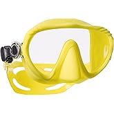SCUBAPRO Ghost Scuba Dive Mask, Low-Volume Frameless Design w/Ultra Clear Single Lens, Silicone Skirt and Easy-Adjust Strap Buckles, Yellow