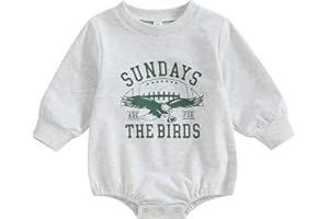 Karuedoo Baby Boy Girl Game Day Football Outfit Sundays Are for the Birds Sweatshirt Romper Oversized Bubble Romper Bodysuit
