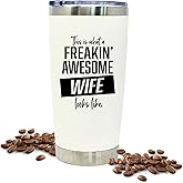 Brooke & Jess Designs Funny Gift for Wife from Husband - Awesome Wife Cup Tumbler Coffee Mug - Great Travel Cup Gifts for Wives from Husbands, Birthday Presents for Her