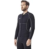 Hevto Men Wetsuit Tops and Vest 3/2mm Neoprene Jacket Surfing Swimming Front Zip Wet Suit for Water Sports