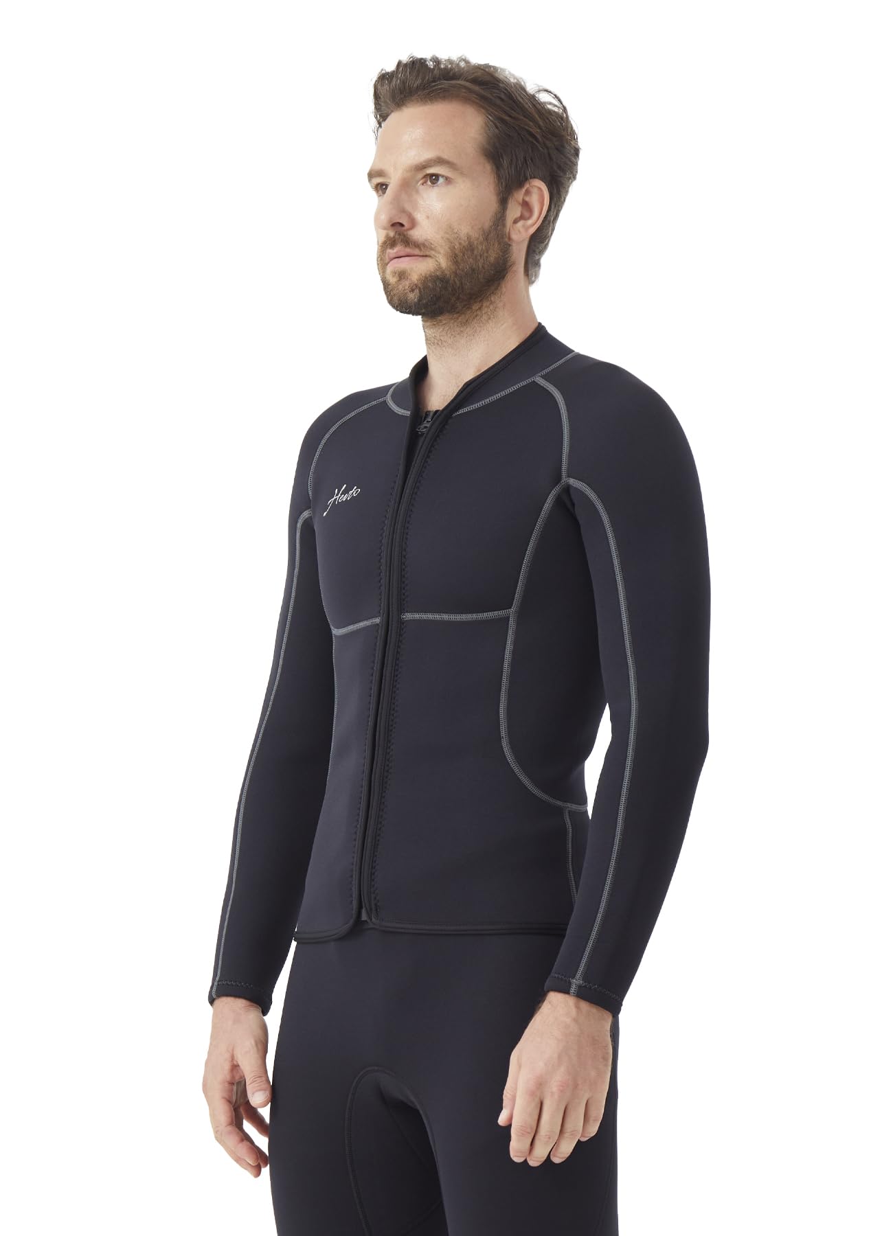 Photo 1 of Hevto Men Wetsuits Tops 2mm Neoprene Jacket with Pocket Long Sleeve Surfing Kayak SUP Jet Ski Wet Suit for Water Sports (Tops Long, L)