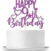 Purple Glitter Happy 9th Birthday Cake Topper for Cheers to 9 Years - Children's Birthday Party Cake Decorations