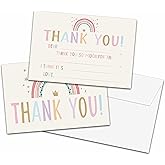 Kids Thank You Cards Fill in the Blank, Boho Rainbow Thank You Cards, Rainbow Greeting Cards, Thank You Notes For Boys Girls, Birthday Party Decorations Favors (20 Cards With 20 Envelopes) -10
