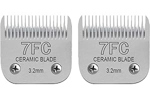 ZZYZSFUS Detachable Pet Dog Clipper Blades, Compatible with Size-7FC Cut Length 1/8"(3.2mm), Most Oster A5, KM Series Clippers,Made of Stainless Steel Blade 2Pack