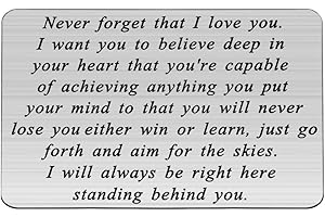 FUSTMW Inspirational Gift Metal Wallet Card Insert Remember I Love You And Believe In You Encouragement Gift for Son Daughter