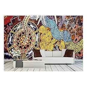 Queensland - Apr 16 2016:Indigenous Australian Art Dot Painting - Removable Wall Mural | Self-Adhesive Large Wallpaper - 66x96 inches