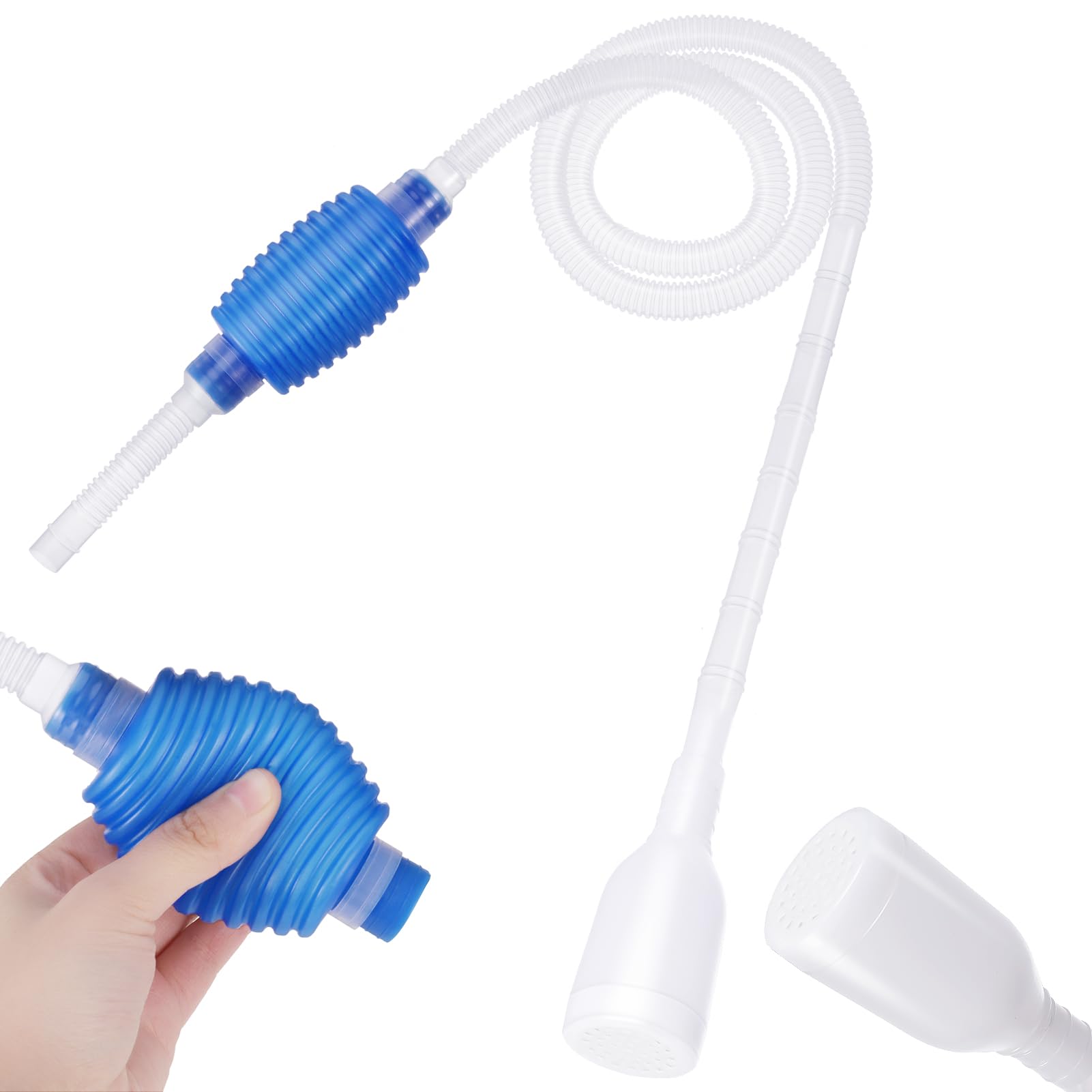 Fanshiontide 1 Pcs Aquarium Gravel Cleaner, Hand Fish Tank Gravel Cleaner Fish Tank Vacuum Syphon Pump Siphon Pump Cleaning Kit for Fish Tank Daily Water Changing Filter Sand Cleaning(Blue)