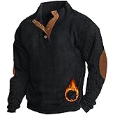 ONLYSTORY Mens Casual Corduroy Sweatshirt Long Sleeve Stand Collar 1/4 Button Up Pullover Fall Polo Sweaters