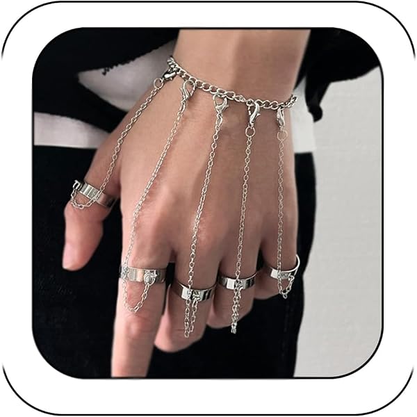 Amazon.com: Sttiafay Punk Finger Ring Link Bracelet Adjustable
