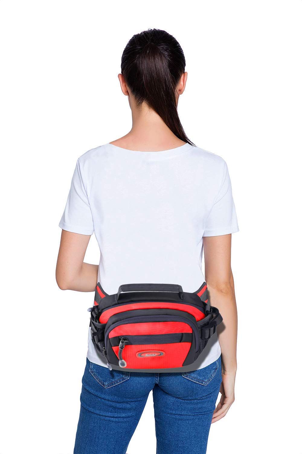 Y&R Direct Fanny Pack Waist Bag Packs Large Running Belt Bum Purse Bags with Bottle Holder Extension Strap Women Men Boy Girls Kids Gifts Waterproof Multicolor Outdoor Walking Hiking (Red)