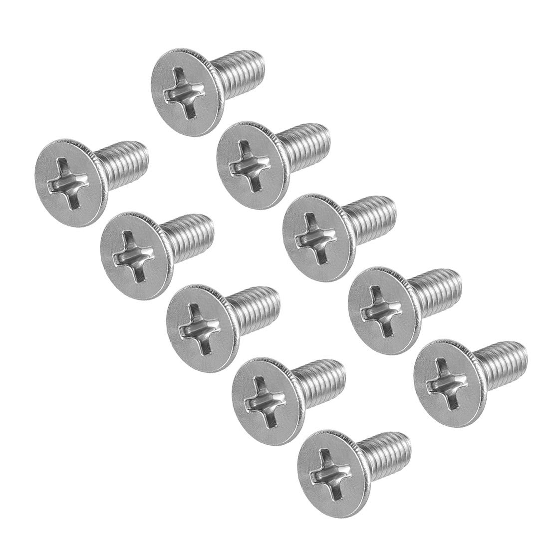 sourcing map M4x10mm Flat Head Machine Screws, Phillips Cross Screw, 304 Stainless Steel, Fasteners Bolts 50Pcs