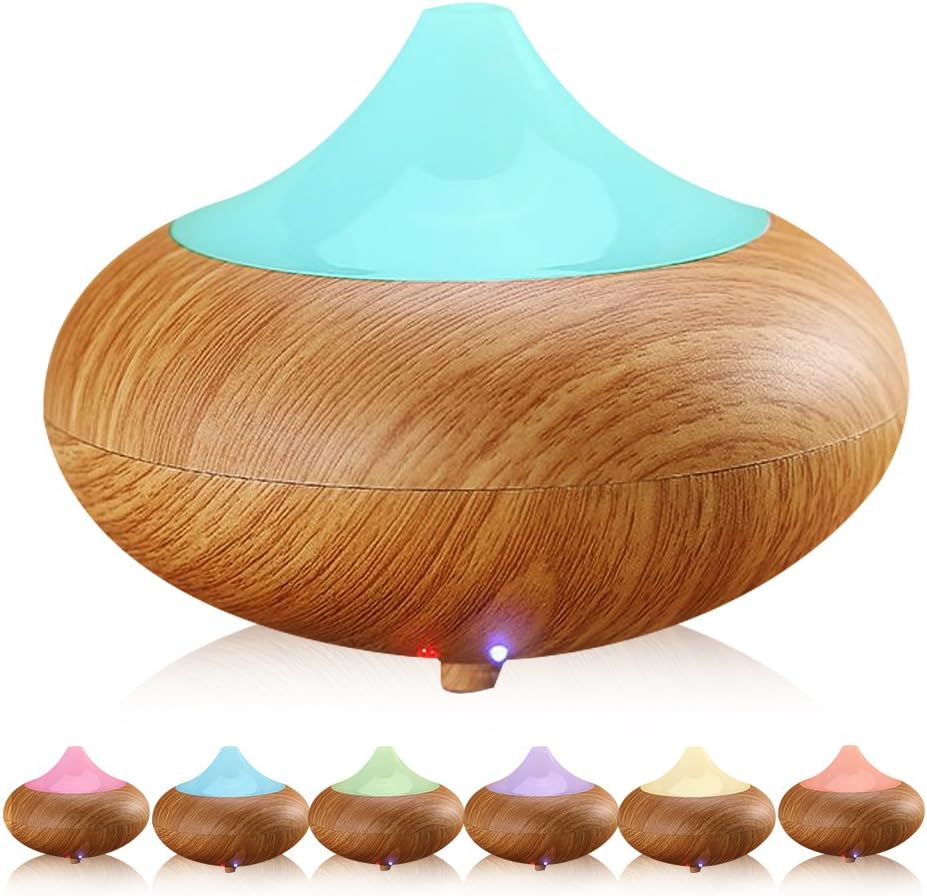 KBAYBO Aroma Diffuser Aromatherapy Cool Mist Humidifier Essential Oil Diffuser with 7 Color LED Lights,for Office Home Bedroom Living Room Study Yoga Spa - Wood Grain