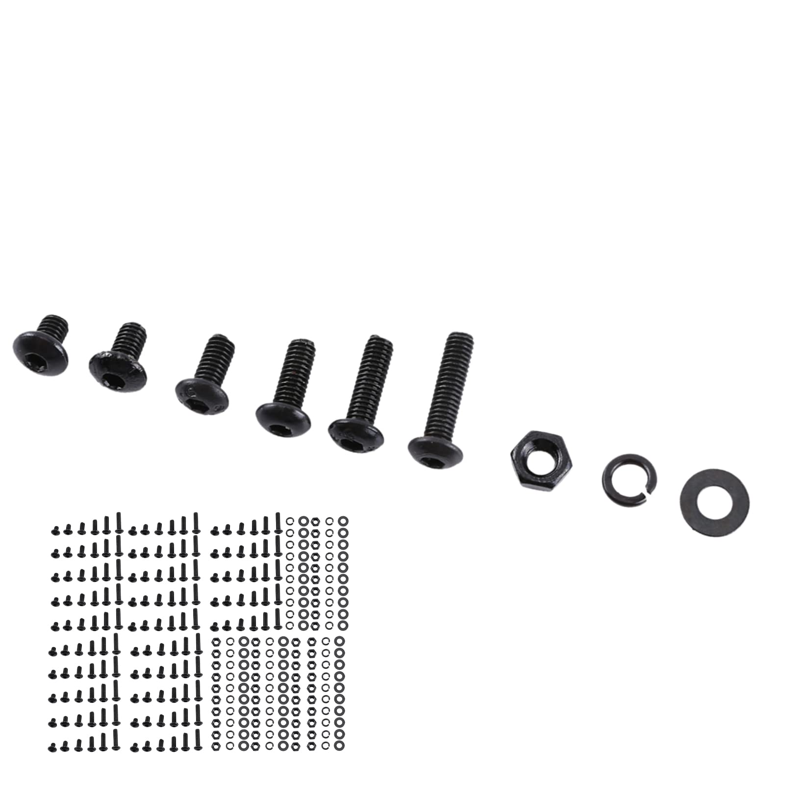 M3 Hex Socket Screws Nuts 300pcs Alloy Steel Screws with Hex Nuts Washers Assortment Kit Flat Truss Head Fasteners (B: Button Head)