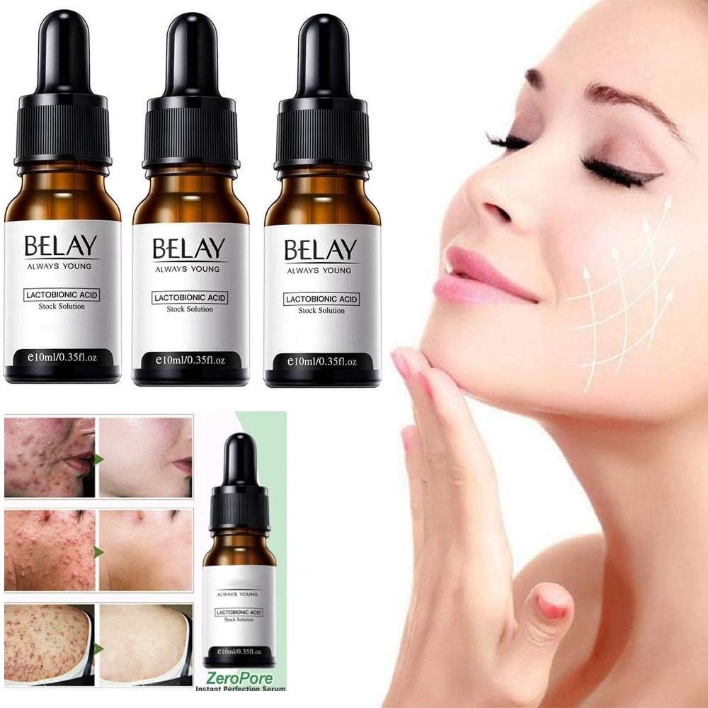 3/6PCS Zero Pore Instant Perfection Serum Organic Hyaluronic Acid Reduce Sun Spots Wrinkles Minimize pores Anti Aging Facial Serum For All Skin Types
