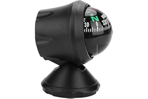 Black Electronic Compass, Adjustable Ball for Car Boat Marine Truck, with Visible Lubber Line and Easy Read Dial, Fast Respon
