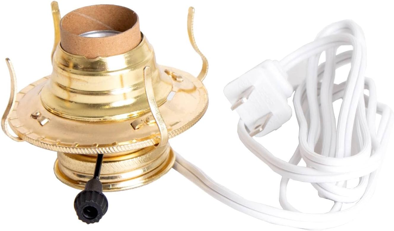 Oil Lamps & Accessories - Lehman's Oil to Electric Conversion Kit - B&P #2 Set Converts Oil Lantern to Use Electricity, White